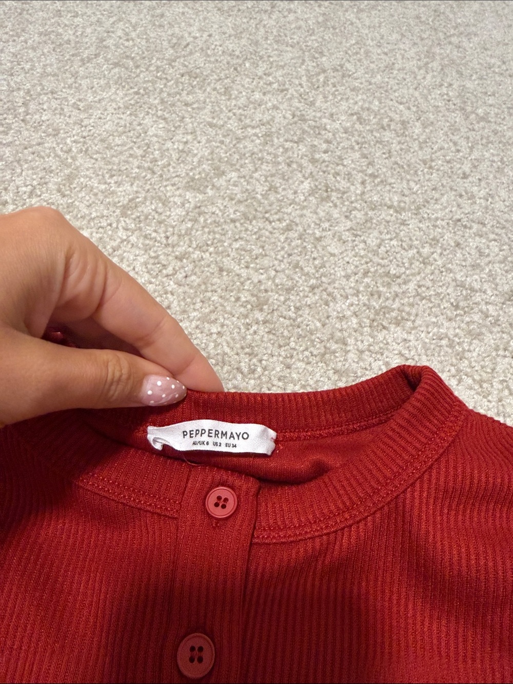 Red Ribbed Button-Front Tank - Picture 2 of 2